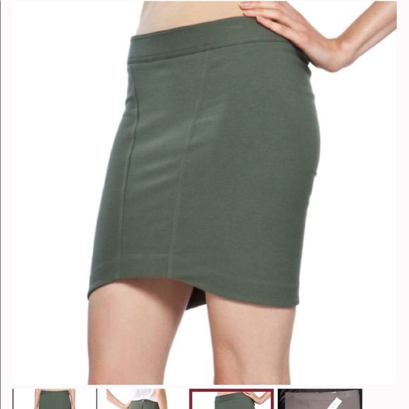 Helmet Lang Olive/Taupe Seamed Zipper Mini Skirt S - Picture 2 of 8